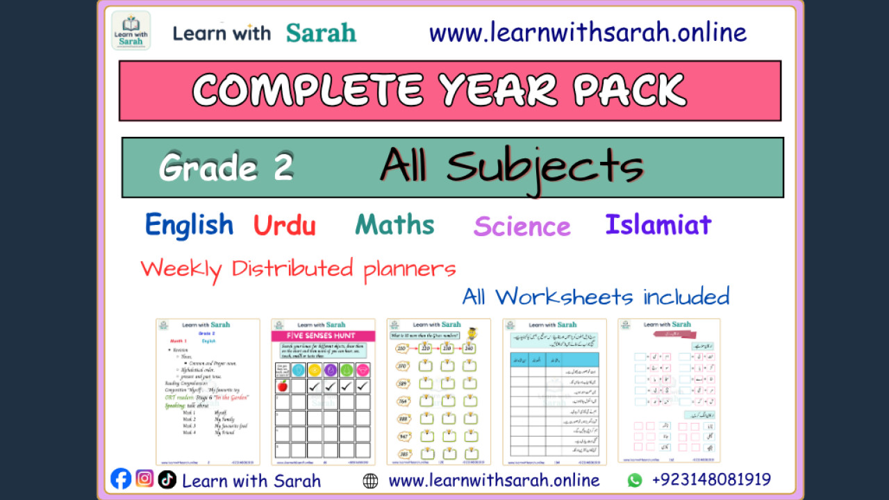Quaterly Worksheets and Planners pack 1 Grade 2