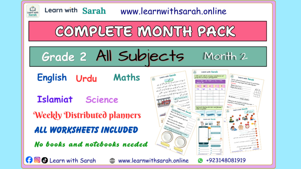 Grade 2 Monthly worksheets and Planners Month 2