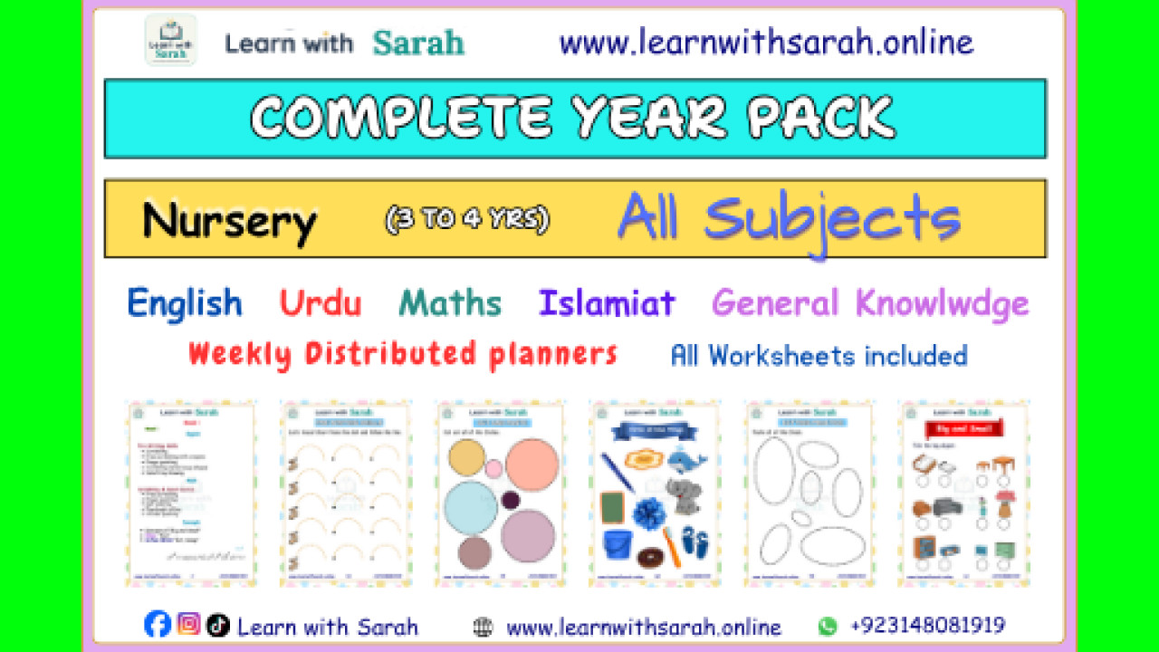 Quaterly Worksheets and planners pack 1 Nursery (age 3 to 4 years)