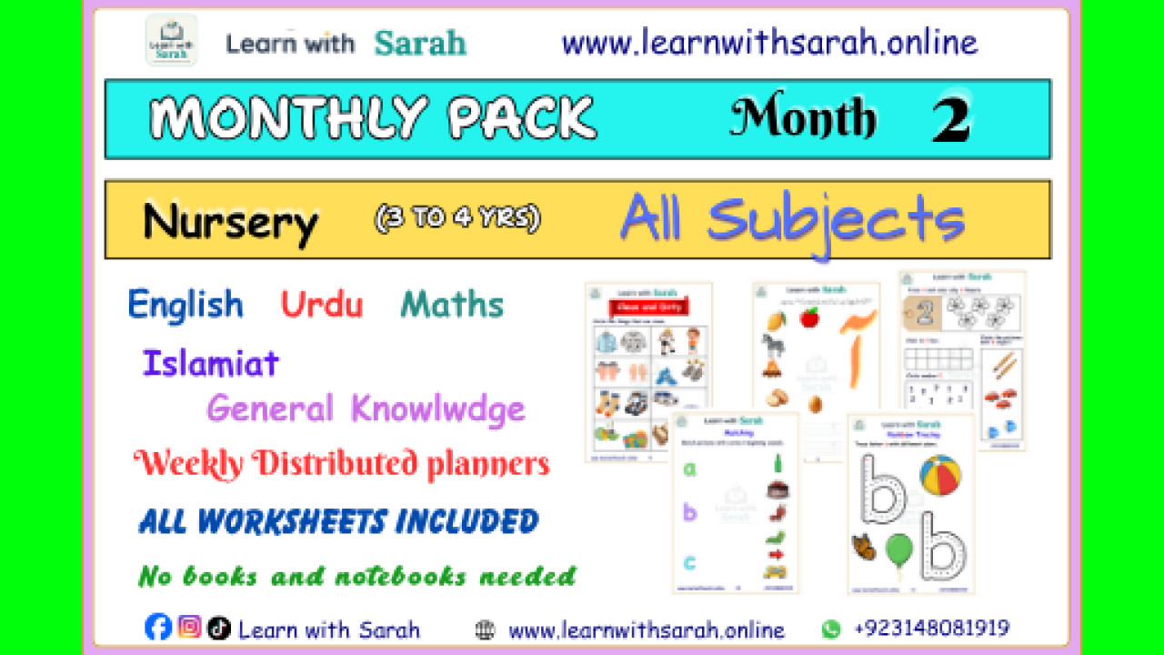 Nursery Monthly worksheets and Planners Month 2