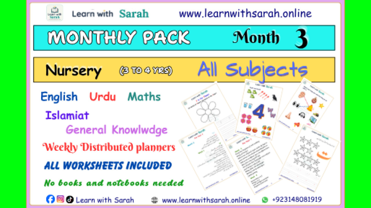 Pre Year 1 Weekly plans and Worksheets (Age 3 to 4 years) Month 3