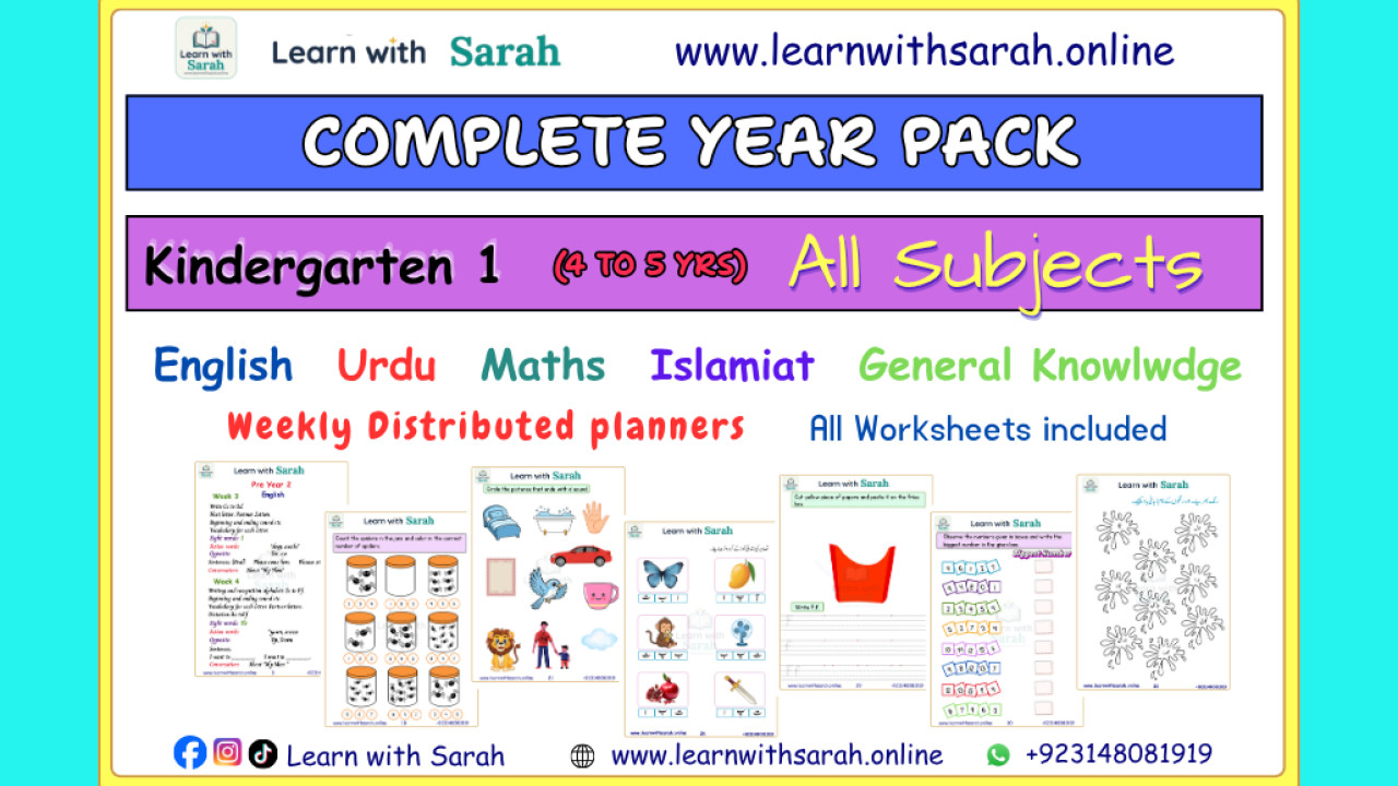 Quaterly Worksheets and Planners pack 1 Kindergarten 1 (Age 4 to 5 years)