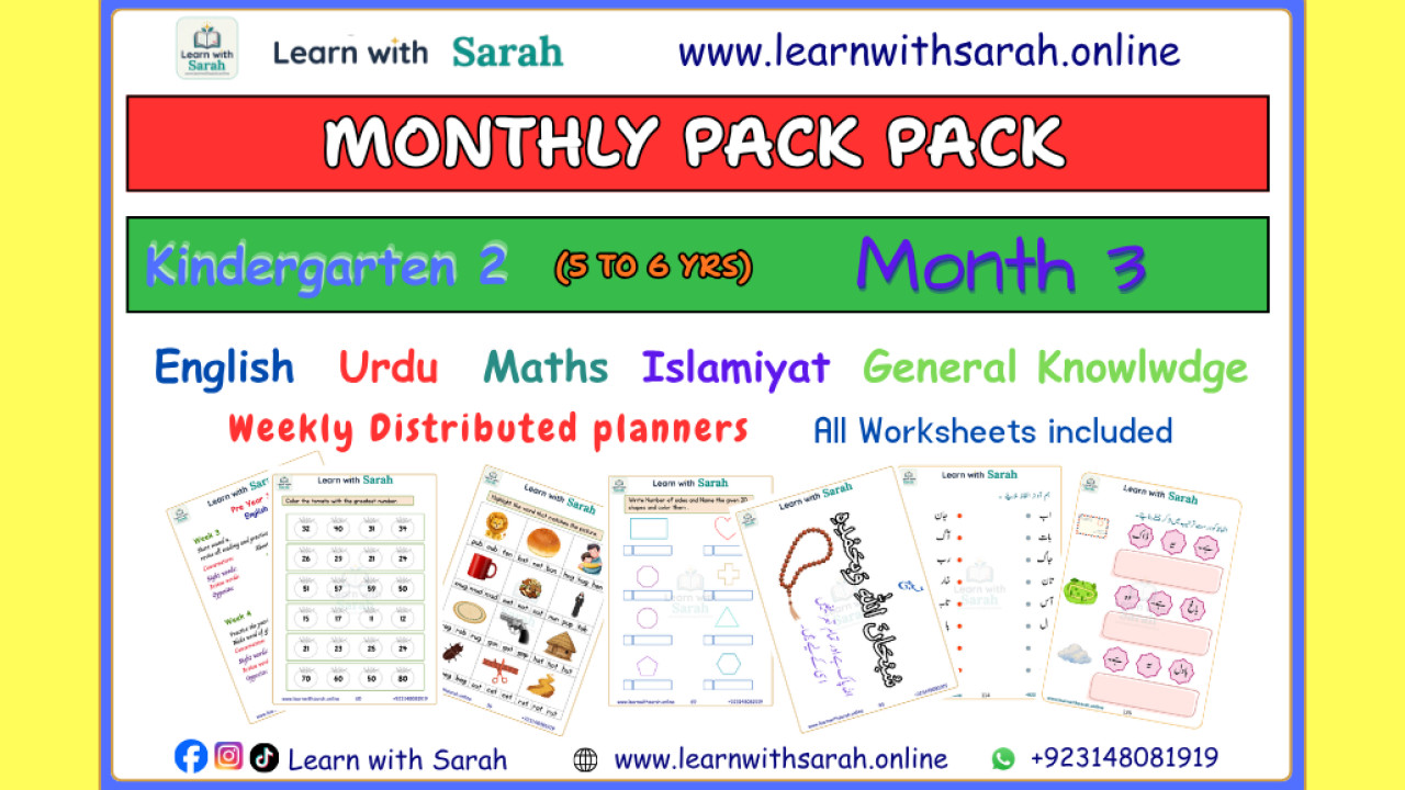 Kindergarten 2 Monthly worksheets and Planners Month 3