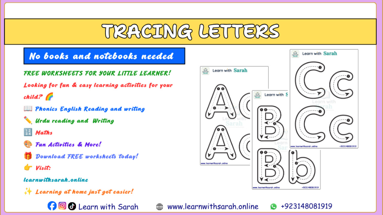 English Alphabets Tracing, Letter Tracing Aa to Zz