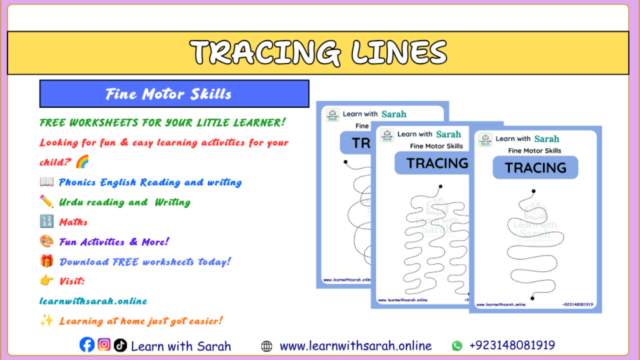 Fine Motor Skills Tracing Worksheets, Line Tracing